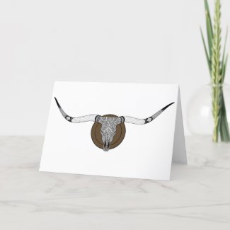 Longhorn Skull Mandala blank greeting card