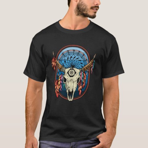 longhorn skull or bull skull boho western cowgirl  T_Shirt