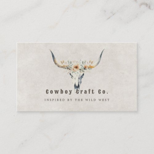 Longhorn skull western business card