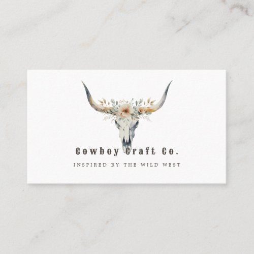 Longhorn skull western business card