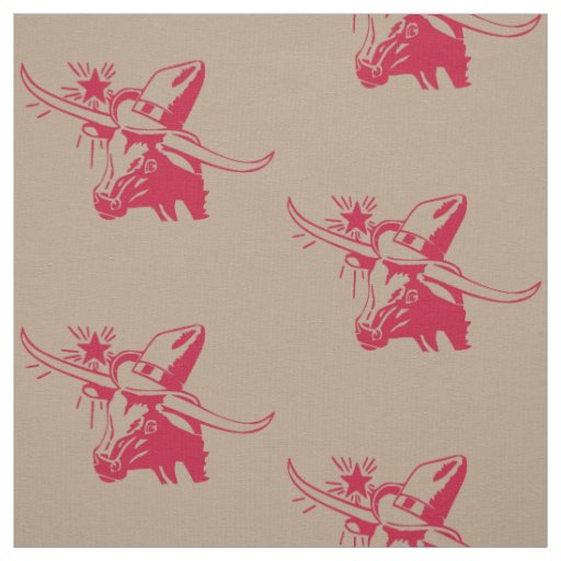 Longhorn Steer Head With Cowboy Texas Red Fabric
