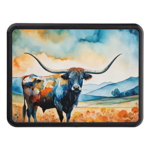 Longhorn Steer in a pasture Hitch Cover