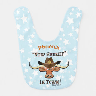 LONGHORN STEER, NEW SHERIFF IN TOWN BABY BIB