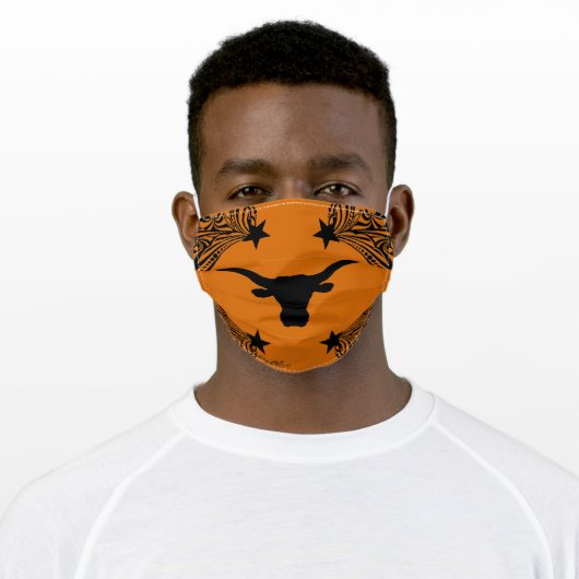 Longhorn Steer Silhouette Adult Cloth Face Mask (Worn)