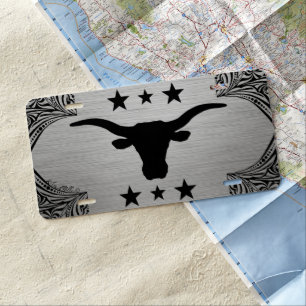 Longhorn Steer Silhouette License Plate
