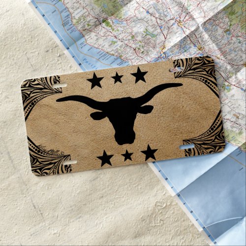 Longhorn Steer Silhouette License Plate