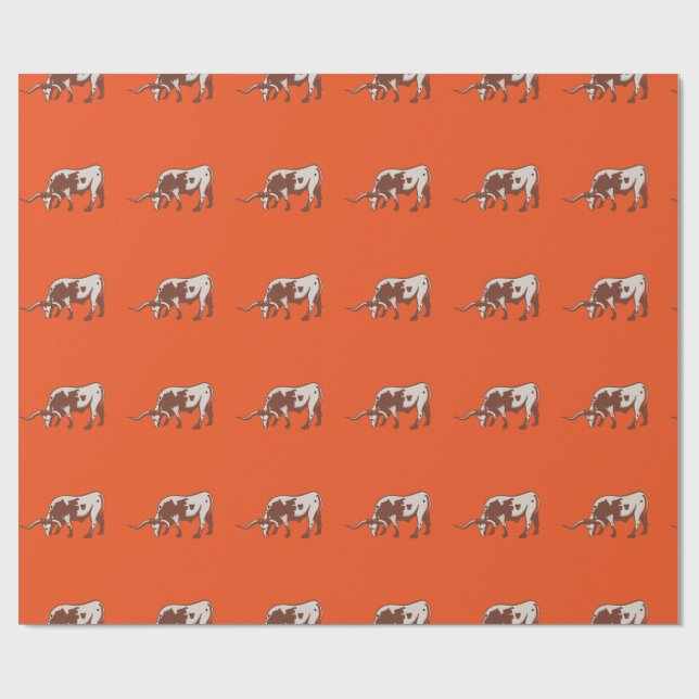 Longhorn Steer Western Gift Wrap (Flat)