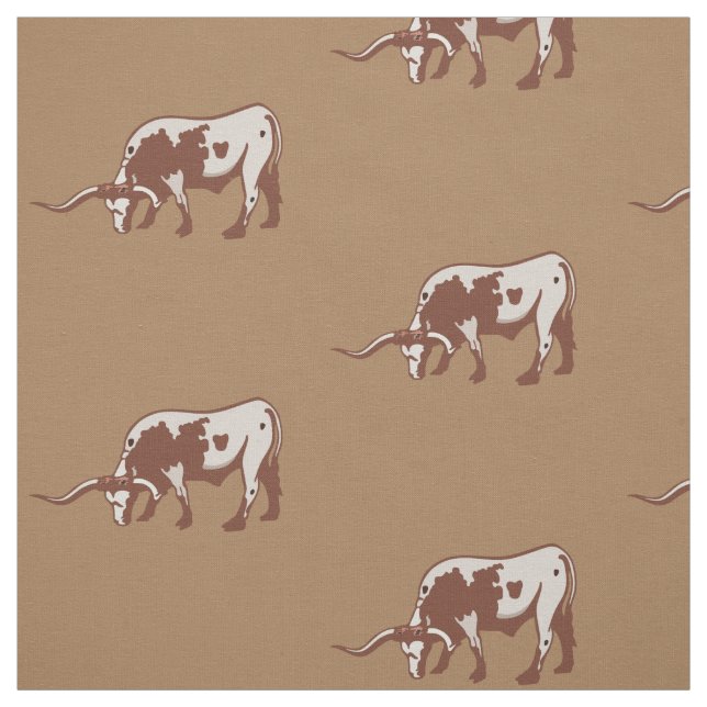 Longhorn Steer Western Print Fabric (Swatch)