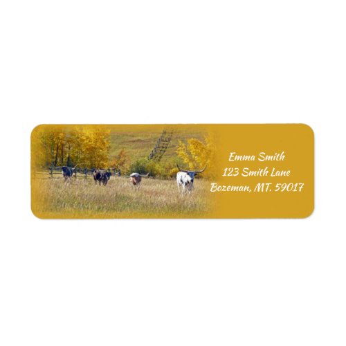 Longhorn Steers return address Label