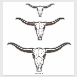 Longhorn triple stack skull stickers