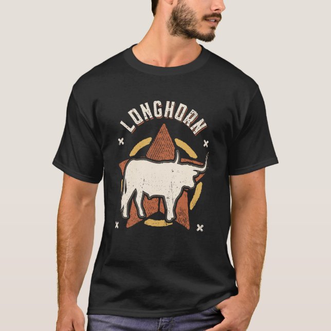 Longhorn Vintage Retro Classic Animal T-Shirt (Front)