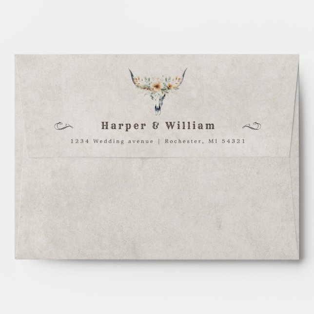Longhorn wedding western font address wedding envelope (Back (Top Flap))