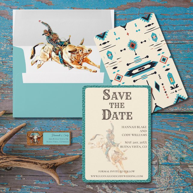 Longhorn Western Ranch Wedding Save the Date Card (Creator Uploaded)