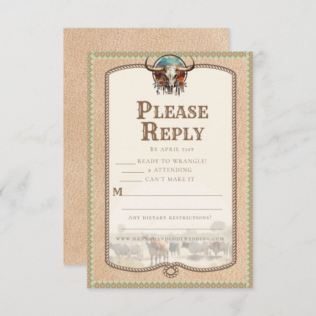 Longhorn Western Reply Card (Front/Back)