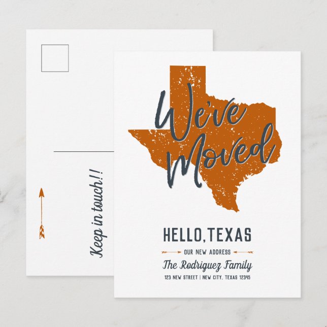 Longhorns Burnt Orange We've Moved - Texas Announcement Postcard (Front/Back)