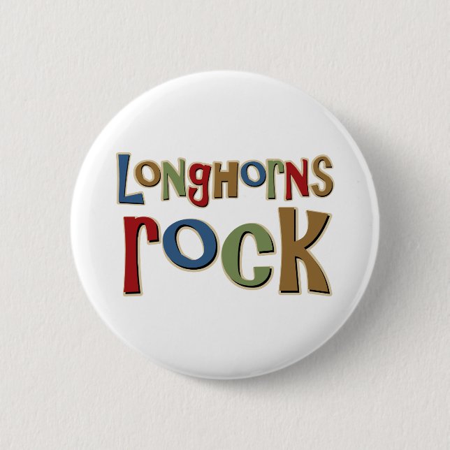 Longhorns Rock Pinback Button (Front)