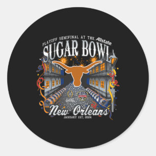 Longhorns Sugar Bowl 2024 Cfp Semi Football Nola Classic Round Sticker