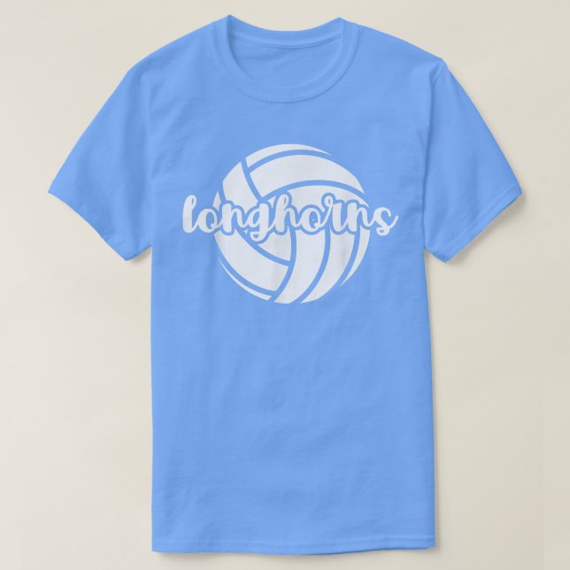 Longhorns Volleyball Team Mascot School Spirit Gam T-Shirt (Design Front)
