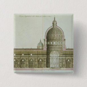 Longitudinal Cross-Section of St. Peter's in Rome, Pinback Button