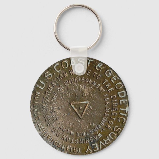 Longs Peak Colorado Fourteener Benchmark Keychain (Front)