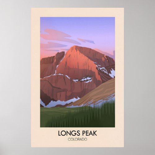 Longs Peak Colorado USA Travel Poster