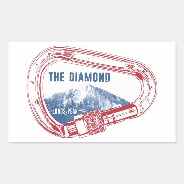 Longs Peak Diamond Rock Climbing Carabiner Rectangular Sticker (Front)