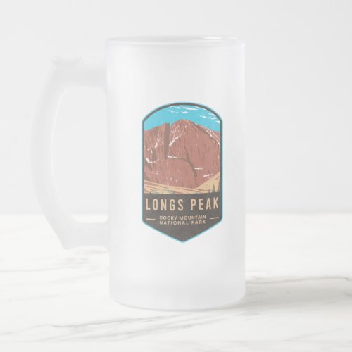 Longs Peak Rocky Mountain National Park Frosted Glass Beer Mug