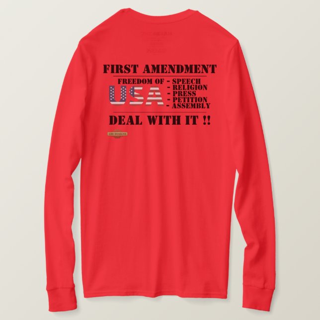 longsleeve-t-shirt  "FIRST AMENDMENT" T-Shirt (Design Back)