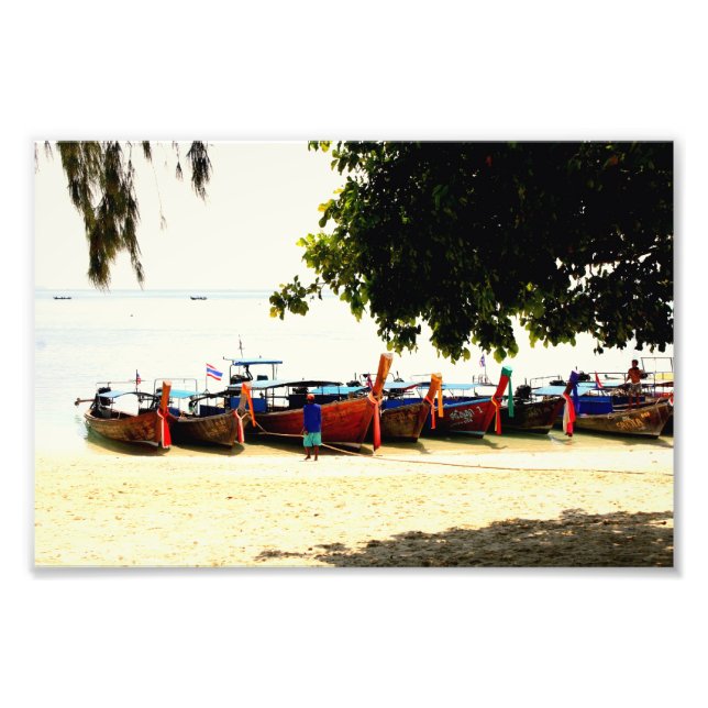 Longtail Boats on Hong Island, Thailand Print (Front)