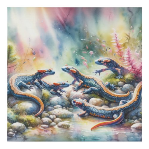 Longtailed Salamanders in Harmony 050624AREF115 _  Faux Canvas Print