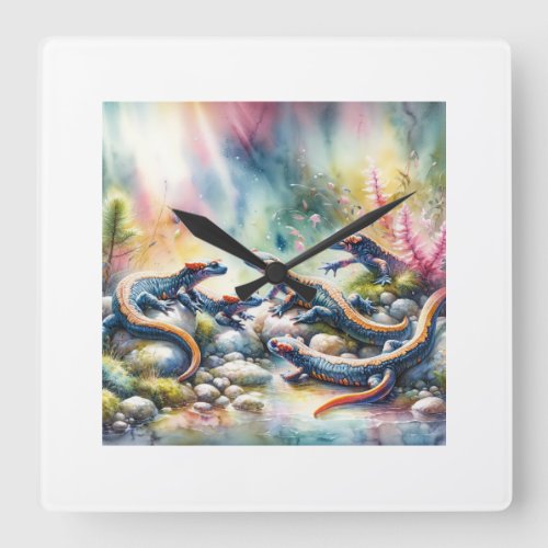 Longtailed Salamanders in Harmony 050624AREF115 _  Square Wall Clock