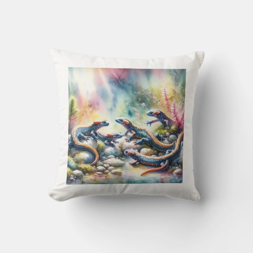 Longtailed Salamanders in Harmony 050624AREF115 _  Throw Pillow