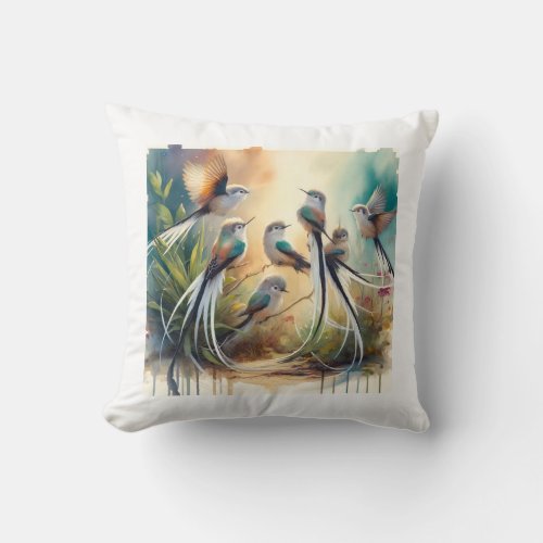Longtailed Sylph 290524AREF122 _ Watercolor Throw Pillow