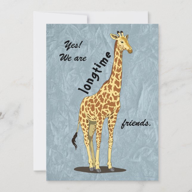 Longtime friends - with Giraffe image Holiday Card (Front)