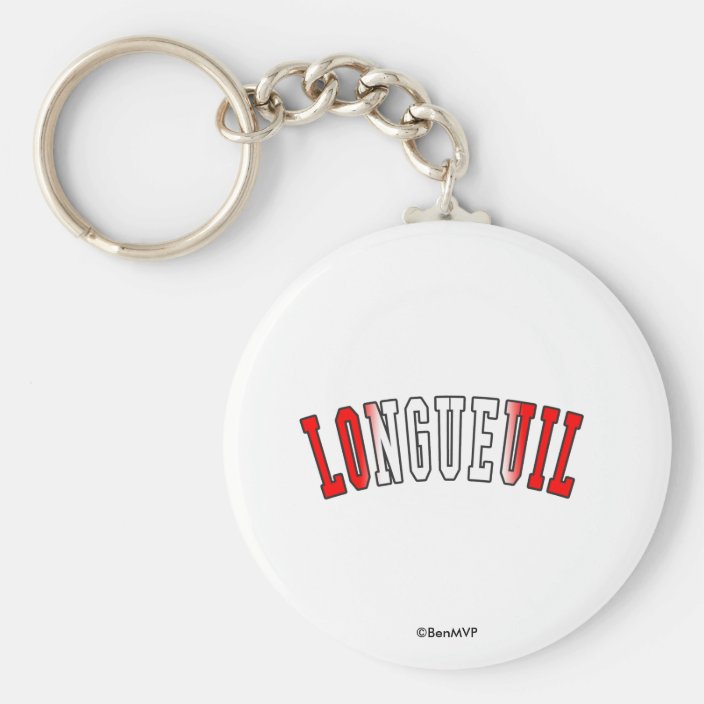 Longueuil in Canada National Flag Colors Key Chain