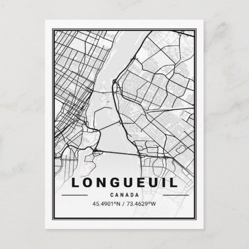 Longueuil Quebec Canada Travel City Map Postcard