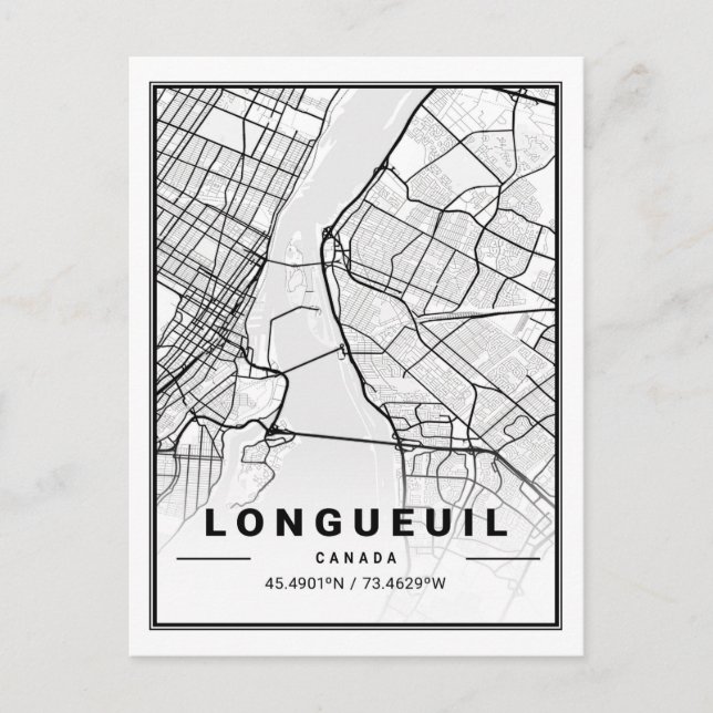 Longueuil Quebec Canada Travel City Map Postcard (Front)