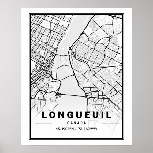 Longueuil Quebec Canada Travel City Map Poster