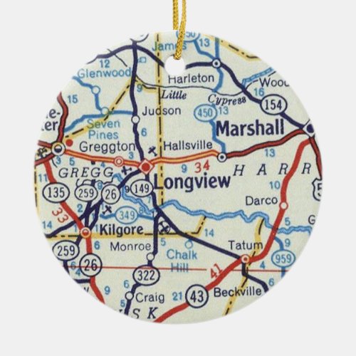 Longview and Marshall Texas Christmas Ornament