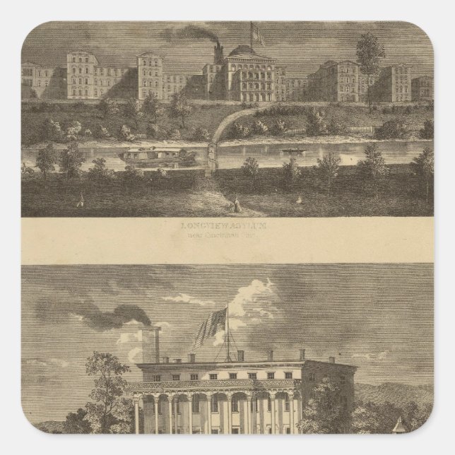 Longview Asylum, Ohio Square Sticker (Front)