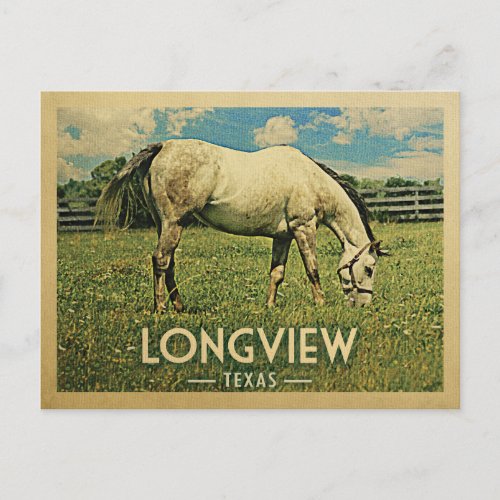 Longview Texas Horse Farm _ Vintage Travel Postcard