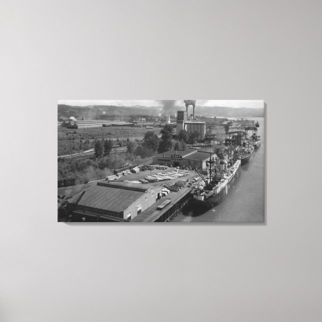 Longview, WA - Port View from Air Canvas Print (Front)