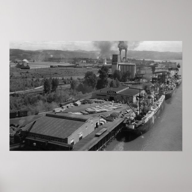 Longview, WA - Port View from Air Poster (Front)