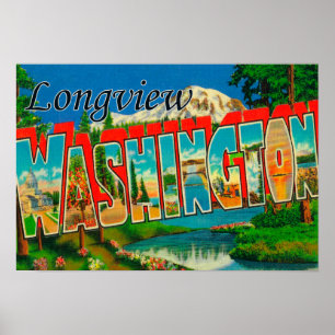 Longview, Washington - Large Letter Scenes Poster