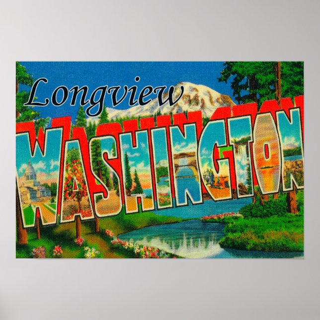 Longview, Washington - Large Letter Scenes Poster (Front)