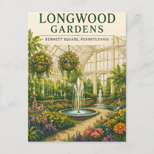 Longwood Gardens Fountain and Conservatory Escape Postcard