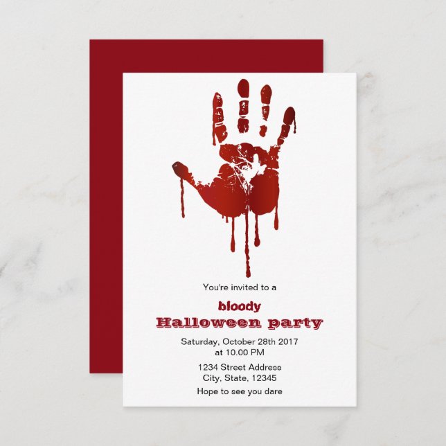 loody hand halloween party invitation (Front/Back)