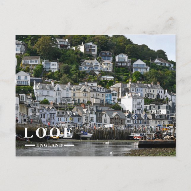 Looe Cornwall Harbor Town Seaside  Holiday Postcard (Front)