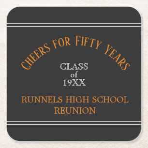 Look! 50th Class Reunion party coasters
