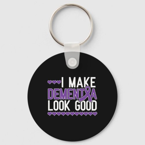 Look Alzheimerheimer Warrior Purple Ribbon Support Keychain